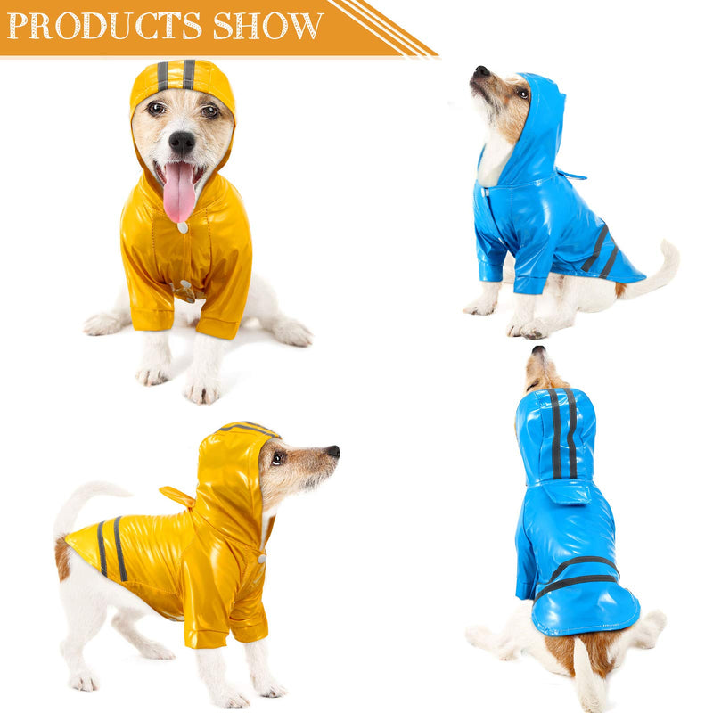 Geyoga 4 Pieces Reflective Strip Dog Raincoat with Hood Lightweight Dog Rain Poncho Hooded Pet Rain Jacket Puppy Rainwear for Outdoor Small Dogs - PawsPlanet Australia