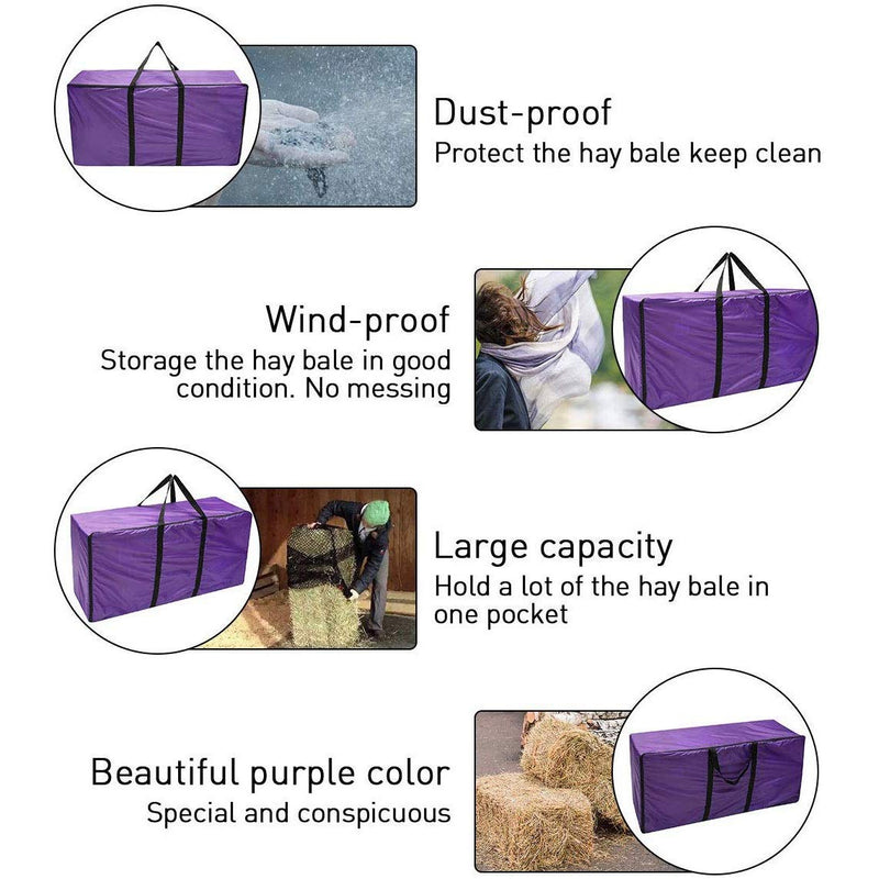 Iycorish Hay Bale Storage Bag, Extra Large Tote Hay Bale Carry Bag, Foldable Portable Horse and Livestock Hay Bale Bags with Zipper Waterproof - PawsPlanet Australia
