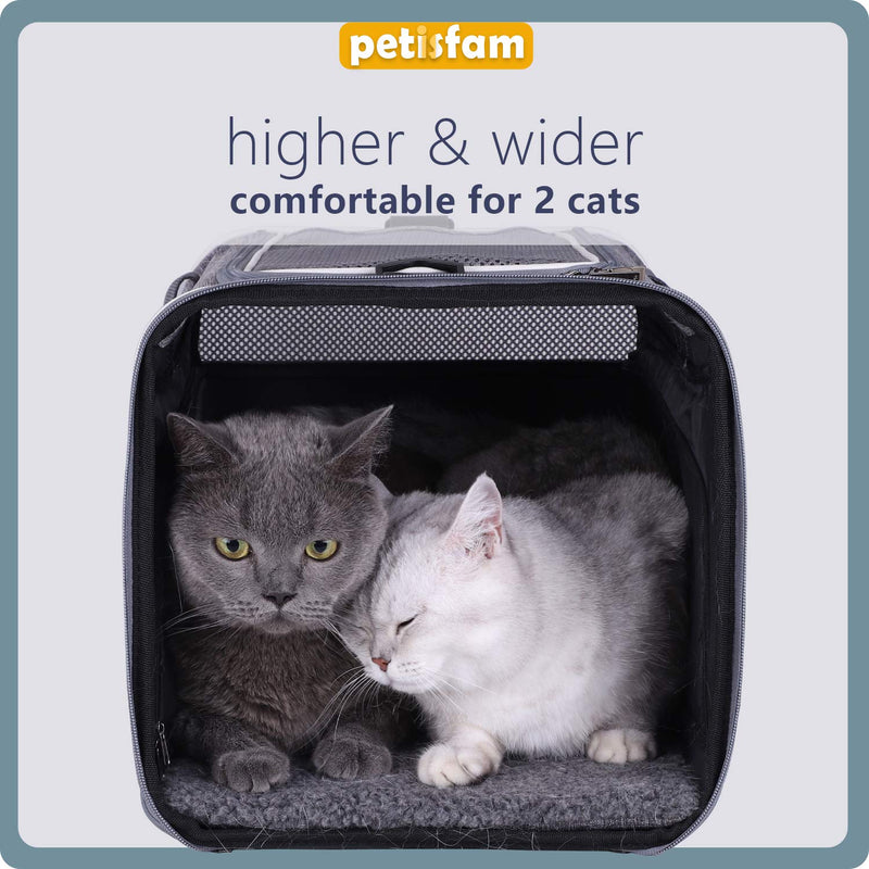 petisfam Top Load Cat Carrier with Privacy Zippered Flaps and Cozy Bed for Large, Medium Cats, 2 Kitties and Sensitive Cats L - PawsPlanet Australia
