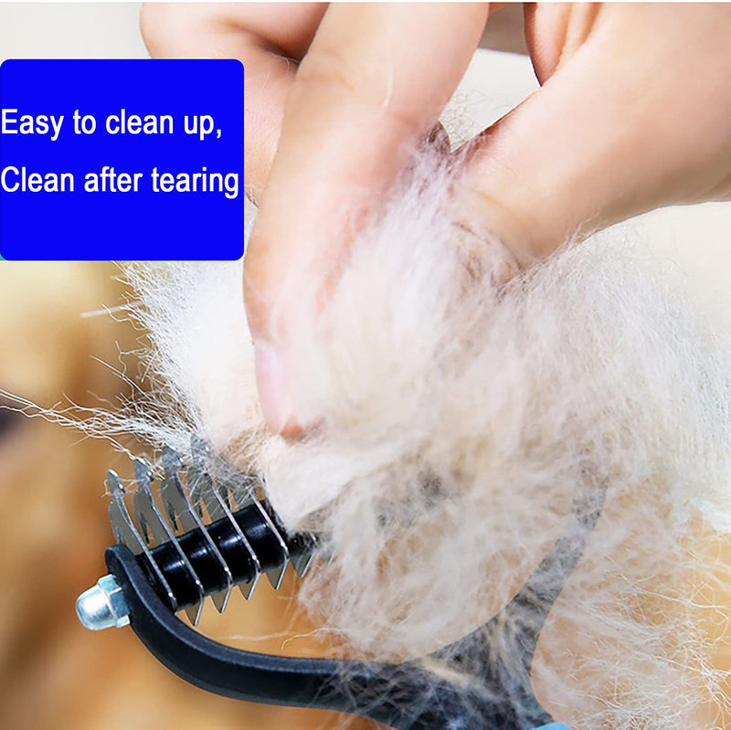 MMSGA Dog Hair Comb Stripper, Cat Dog Detangling Combs, Pet Grooming Tool, Double Sided Fur and Dematting Rake Comb for Dogs and Cats, Cat and Dog Flea Comb Set (Large, Pink) Large - PawsPlanet Australia