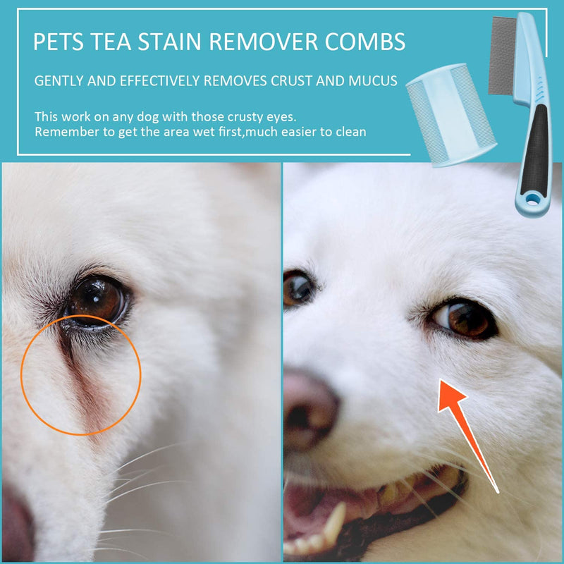 Eruinfang Cat Dog Flea Comb Pack of 2 Pet Comb Stainless Steel Lice Comb Professional Dust Comb Flea Flea Comb Lice Combs Tear Stain Remover Pet Grooming Comb - PawsPlanet Australia