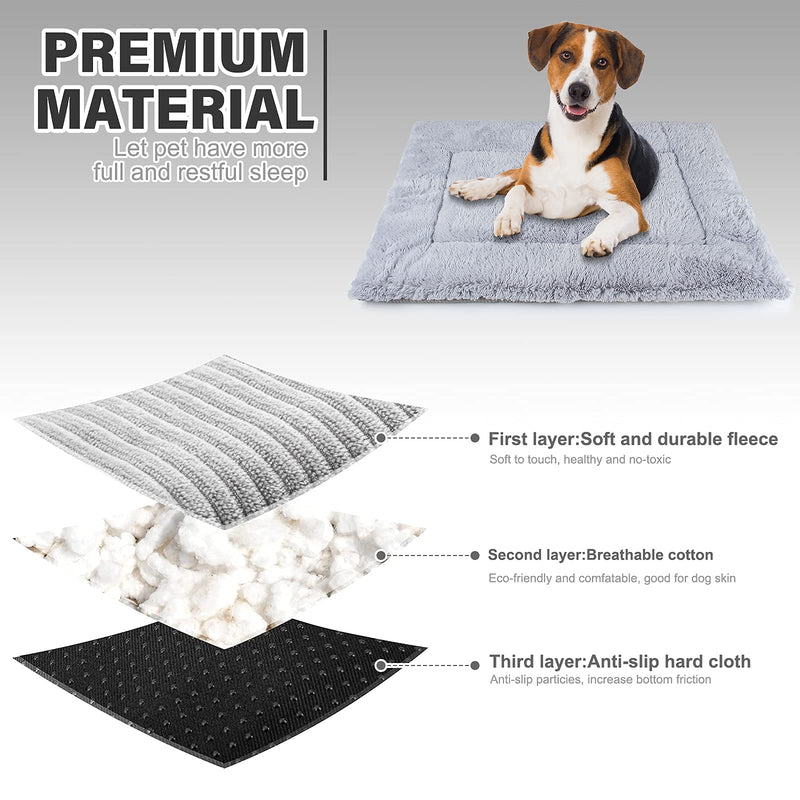 YoTelim Dog Bed Mat, Reversible Crate Pad Mat with Soft Plush and Wick Strip (Warm & Cool) Comfortable Fluffy Pet Mattress for Medium Small Dogs and Cats-Grey Grey+Grey - PawsPlanet Australia