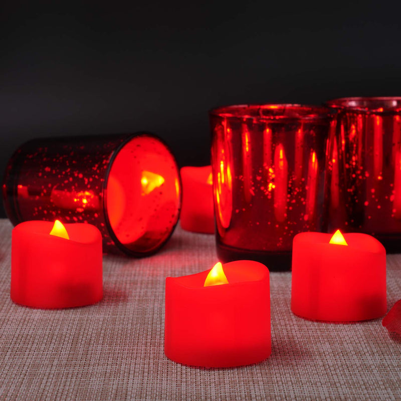 Homemory Flameless Candles, Pack of 24 Flickering LED Tea Light Candles Battery Operated, Red Tea Lights, Batteries Included - PawsPlanet Australia