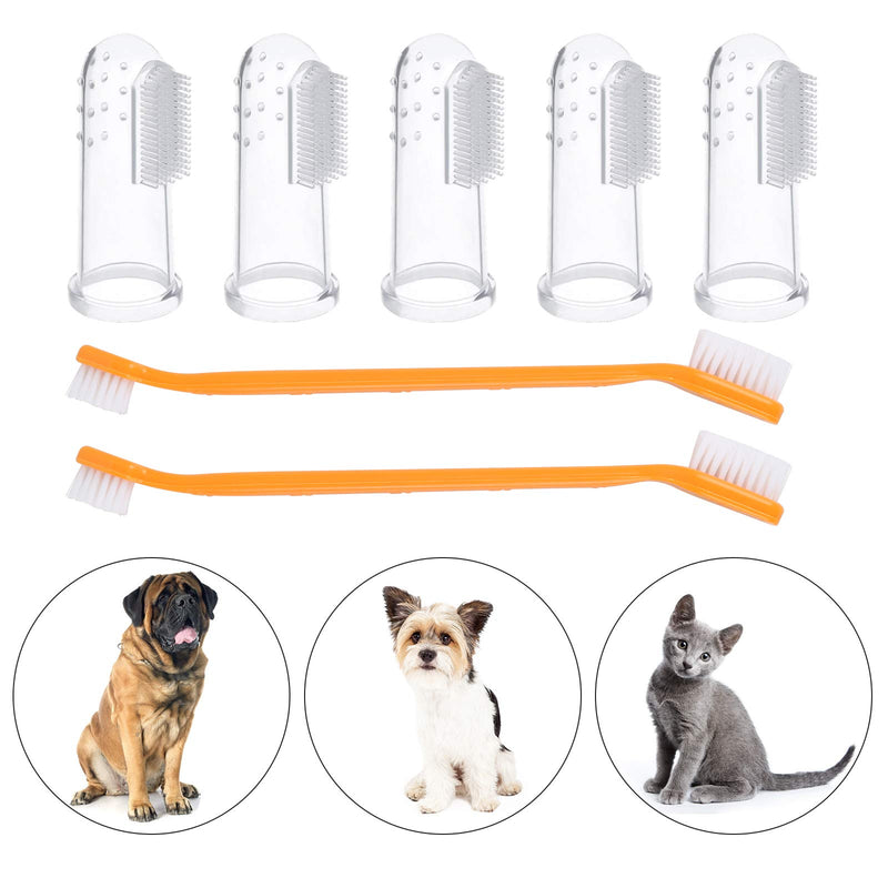 AirSMall 14 Pcs Pet Toothbrush Set,12 Pcs Soft Silicone Pet Finger Toothbrush with 2 Pcs Long Handled Dual Headed Toothbrush,Super Easy Cleaning Removes Food Debris for Dogs and Cats - PawsPlanet Australia