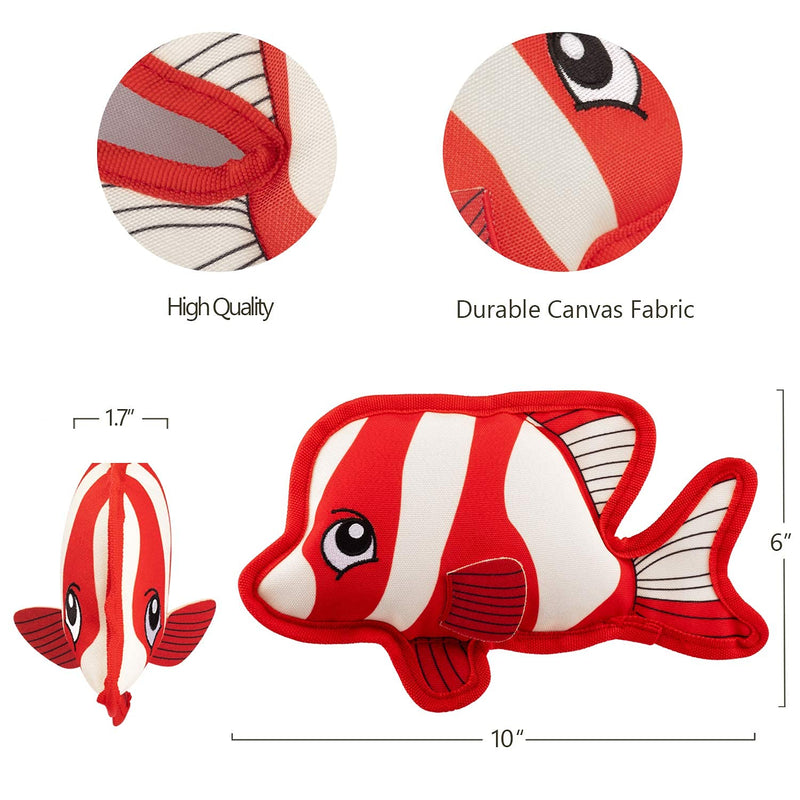 GOOLA Dog Squeaky Toy,Canvas Plush Dog Toys,Interactive Puppy Dog Toys with Squeaker and Crinkle Paper, Durable Chew Toys for Small Medium and Large Dogs with Clown Fish Shape Red - PawsPlanet Australia