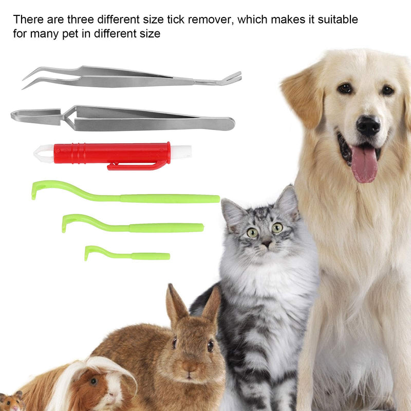 DAUERHAFT Flea Remover Tick Remover, Pet Dogs Cats Ticks Remover Kit Flea Comb for Dog Grooming for Dogs Cats Pet Horses Humans Green flea clip red flea pen - PawsPlanet Australia