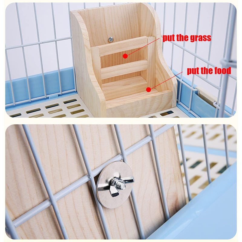 2 Pack Rabbit Hay Feeders Rack,Bunny Water Bottles Dispenser,Wooden Hay Food Bin for Grass/Food for Small Animal Supplies Rabbit Chinchillas Guinea Pig Hamsters - PawsPlanet Australia