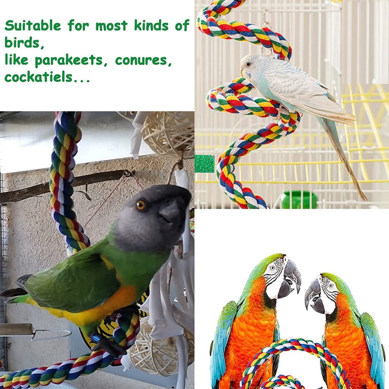 ASOCEA Bird Stands Parrot Cotton Rope Perch Bird Spiral Bar Climb Perch with Bell Birdcage Accessories Bird Toy Set for Parakeets Conures Cockatiels Lovebirds Finches and Other Birds - PawsPlanet Australia