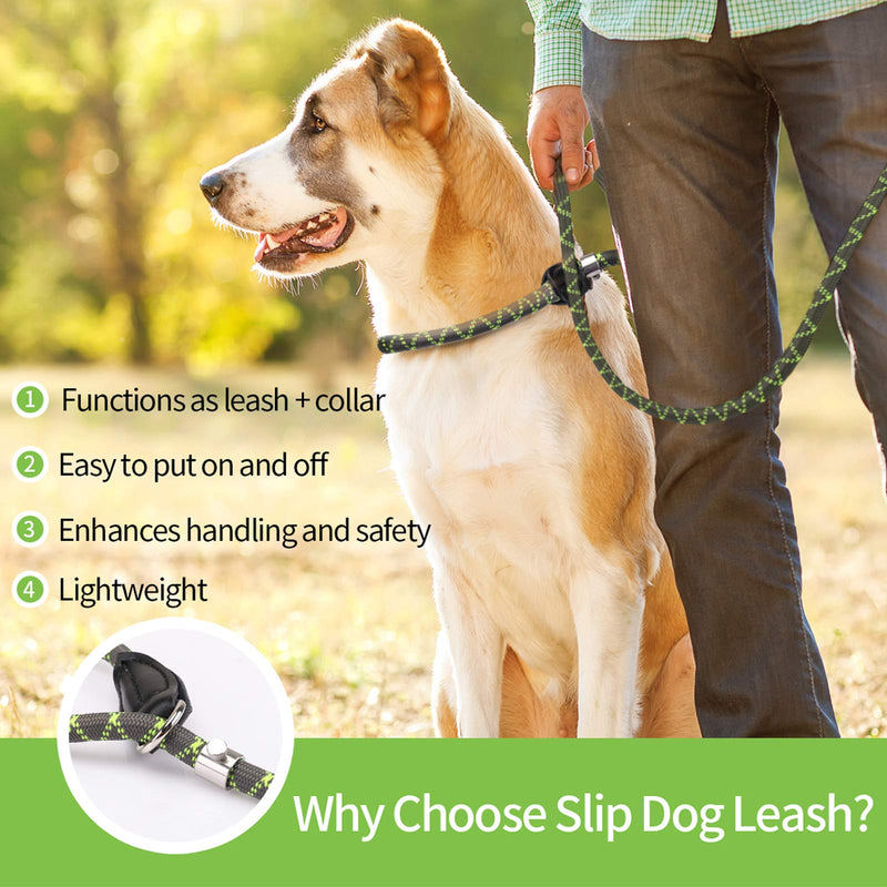 morpilot Slip Lead for Dogs, Durable Nylon Dog Leads Slip Rope, Adjustable Training Dog Lead with Soft Handle, Strong Dog Leash Suitable for Small, Medium and Large Dogs, Fluorescent Green (Size S) Small (10 mm) - PawsPlanet Australia