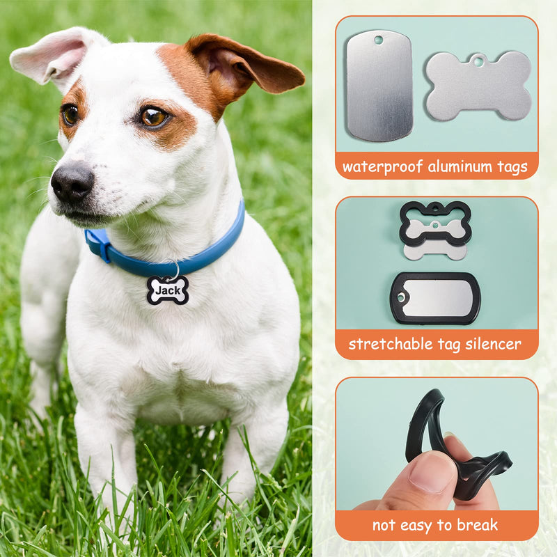 20 Pieces Dog Tag Silencer Military Dog Tag Silencer with 20 Pieces Dog ID Tags Bone Shape Dog Tag Silencer Square Shape Dog ID Tags Army Pet Tag Silencer Set to Reduce Noise and Protect Tag - PawsPlanet Australia