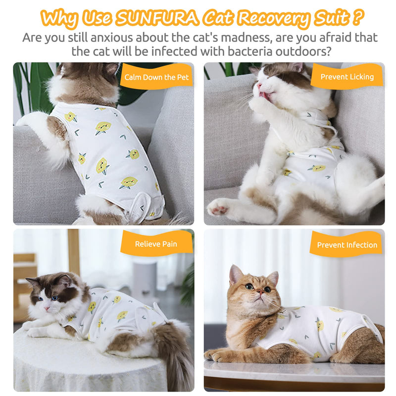 SUNFURA Surgical Recovery Suit for Cats, Cat Recovery Suit Professional Onesie for Abdominal Wounds Surgery Protector, Alternative to Cone of Shame After Spay/Neutering for Female Male Pets S Lemon - PawsPlanet Australia