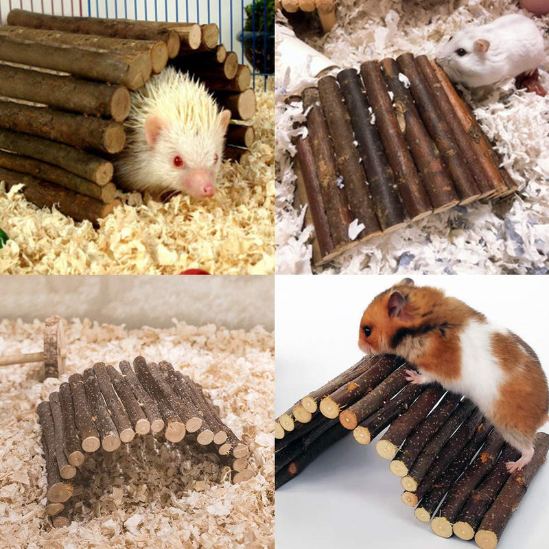 HEEPDD Wooden Ladder Hamster Chew Bridge Toy Reptile Nest House Fence Climbing Bridge for Reptile Lizard Turtle Hedgehog Small Animal Chew Toy (Medium) Medium - PawsPlanet Australia