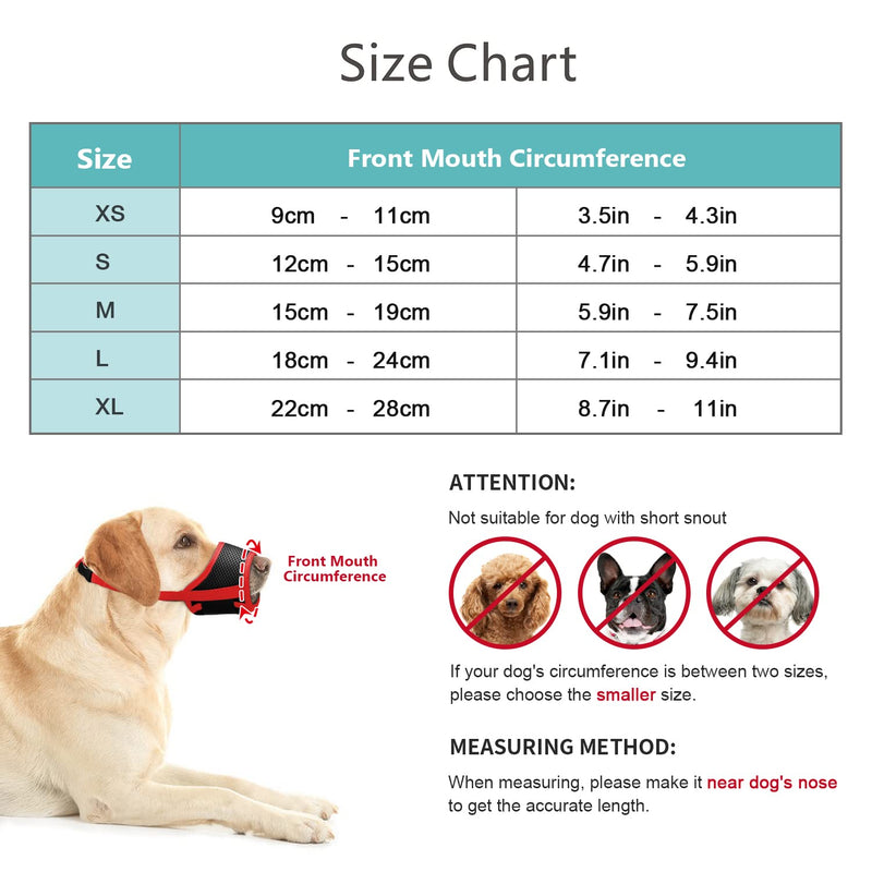 IREENUO Dog Muzzle to Prevent Biting Barking and Chewing with Adjustable Loop Breathable Mesh Soft Fabric XL (Pack of 1) Red - PawsPlanet Australia