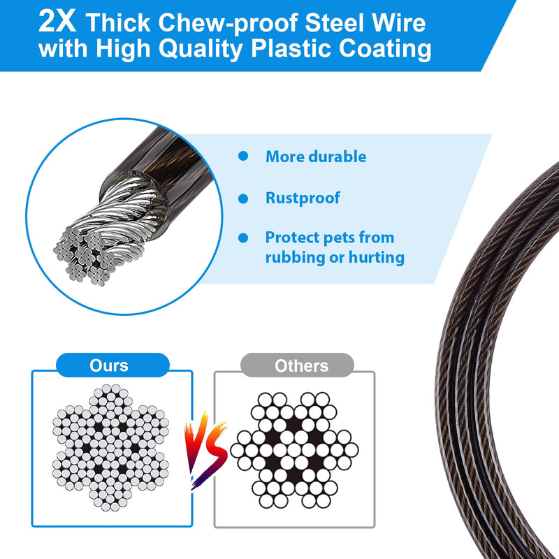 Tie Out Cable for Dogs, 10/30/50 Feet Dog Tie Out Run Cable for Medium to Large Dogs Up to 250 lbs, Heavy Duty Chew Proof Dog Lead Line for Yard, Camping, Park, Outside (Black, 30ft) Black 30ft 250lbs - PawsPlanet Australia