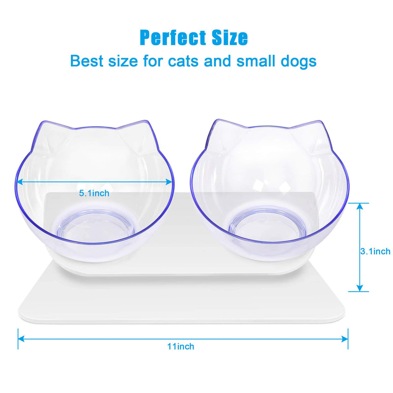 [Australia] - Double Cat Dog Bowls Elevated Cat Food Water Bowls with Raised Stand 15° Tilted Raised Pet Feeder Bowl for Cats and Small Dogs 