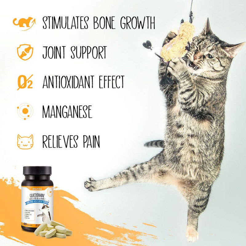 Dhohoo Cat Joint Supplement Plus MSM - With Vitamin C, Glucosamine and Chondroitin（60 Tablets） - PawsPlanet Australia