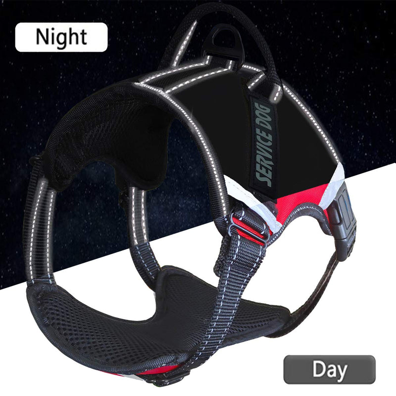 [Australia] - LMOBXEVL Service Dog Harness,No-Pull Dog Harness with Handle Adjustable Reflective Pet Dog in Training Vest Harness,Easy Control for Small Medium Large Breed Outdoor Walking Hiking L:Neck 18.1-27.6"|Chest 24-36.6" Red 