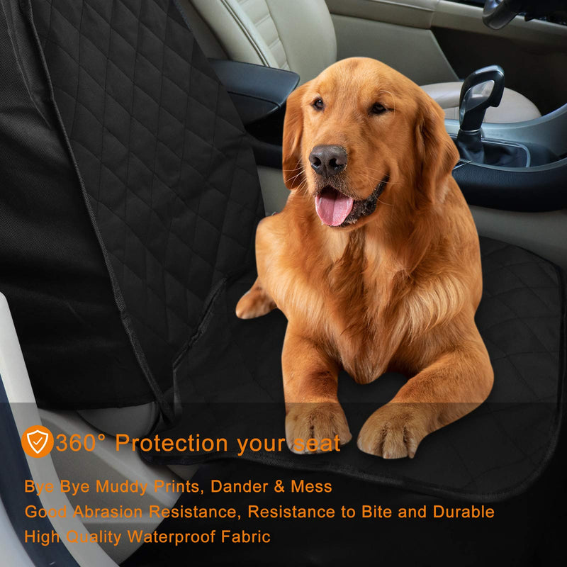 Alfheim Nonslip Front Dog Car Seat Cover, Rubber Backing Scratch Resistant Pet Car Protector with Anchor, Fits Most Trucks, Vans, and SUVs, Black Elastic Strap - PawsPlanet Australia