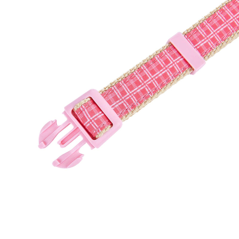 YUDOTE Natural Cotton Dog Collar Soft Lightweight with Plaid Ribbon and Removeable Bow-tie for Small Dogs Neck 25-38cm,Rose Pink S: for 25-38cm Neck, 1.5cm Width Rose Pink - PawsPlanet Australia