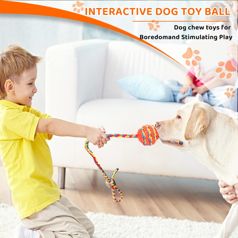 LUNASEA Dog Toy Indestructible, Dog Toy Large Dogs, Interactive Dog Toy Ball with Rope, Chew Toy Dog Tug Toy for Large Medium Dogs & Puppies (Orange, Balls) Orange - PawsPlanet Australia