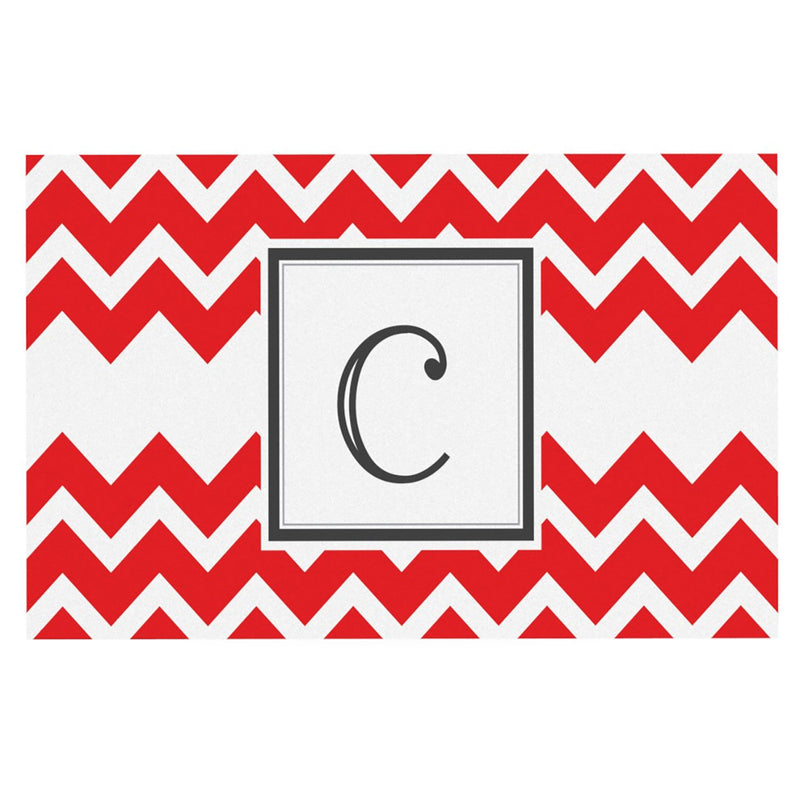 [Australia] - KESS InHouse Kess Original Monogram Chevron Red Letter C Feeding Mat for Pet Bowl, 24 by 15-Inch 