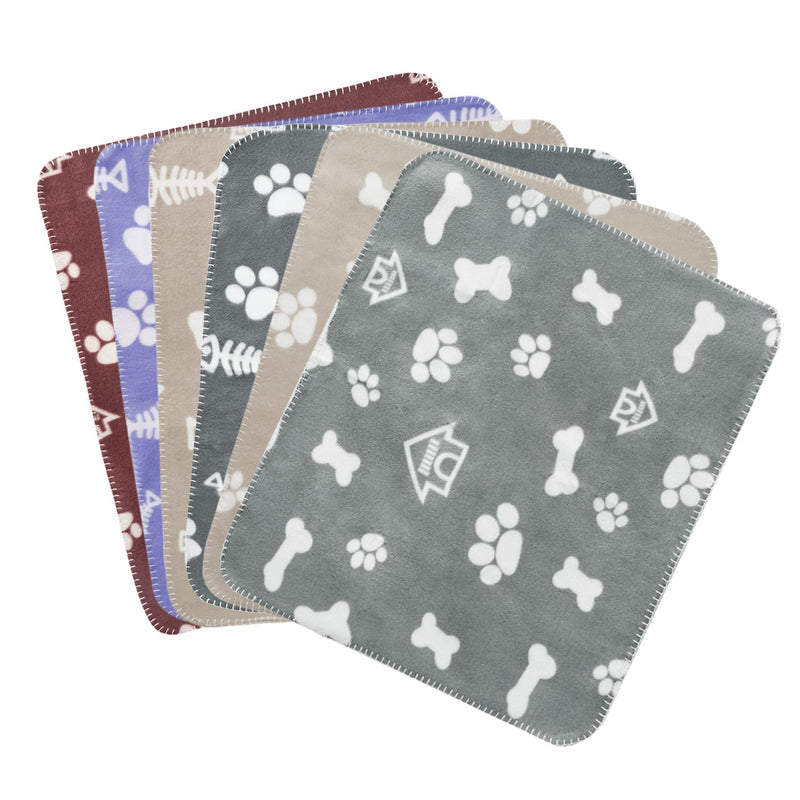 softan 6 Pack Pet Blanket, Cute Paw Print Ultra Soft Dog Blanket, Warm and Washable Animals Blanket Puppy Kitten Blanket 60x70cm - PawsPlanet Australia