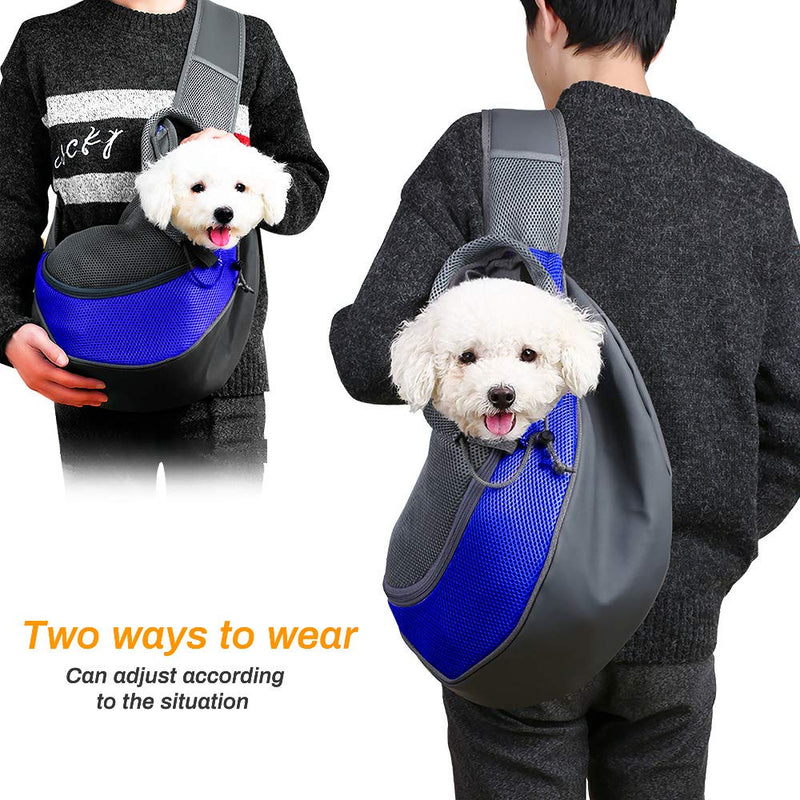 Zwini Pet Carrier Hand Free Sling Puppy Carry Bag Small Dog Cat Traverl Carrier with Breathable Mesh Pouch for Outdoor Travel Walking Subway 12LB (Blue) Blue - PawsPlanet Australia