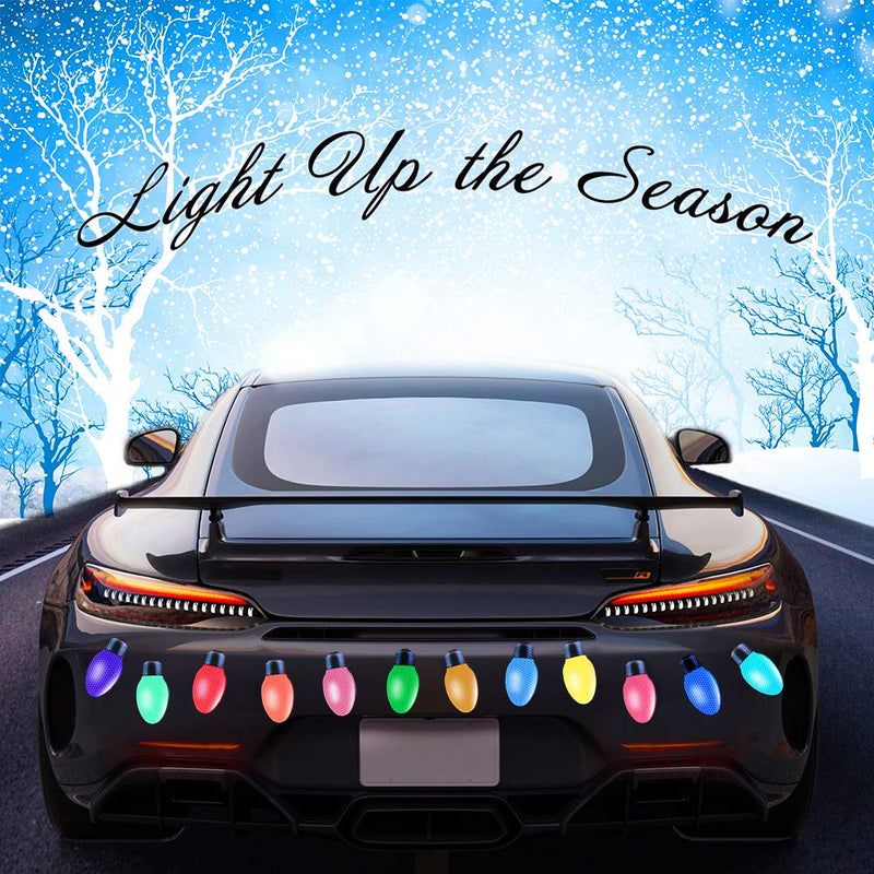 Christmas Decorations Jumbo Reflective Magnet Lights Stickers for Car, Refrigerator, Home, Mailbox Decoration - Fun Christmas Car Decorations Kit 12 Pcs and 12 Color - PawsPlanet Australia