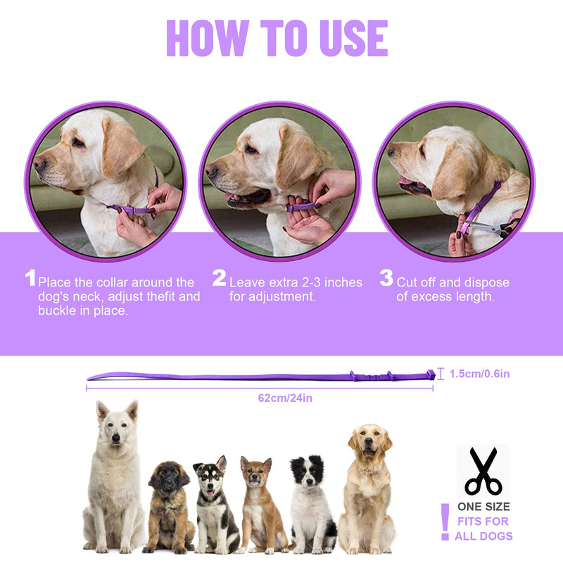 Banydoll Calming Collar for Dogs, Adjustable Waterproof Safe Pheromone Calm Collars, Anxiety Relief & Anti Stress Dog Collars with 60 Days Long Lasting Calming Effect for Large Middle and Small Dogs Purple-2 Packs - PawsPlanet Australia
