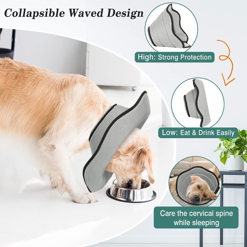 VavoPaw Neck Brace Dog Leak Protection, Soft Protective Collar Cone Collars Adjustable Recovery Collar, Breathable Pet Elizabethan Dog Collar, Leak Protection Dog After Surgery Dog, L, Grey - PawsPlanet Australia