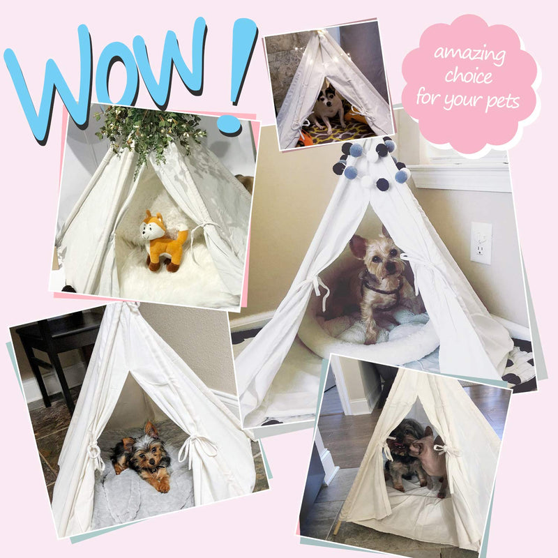 [Australia] - Dog Teepee Tent for Dogs & Cats Cute Pet Teepee with Mat, Portable Dog Tents 24inch Dog House Indoor Outdoor 