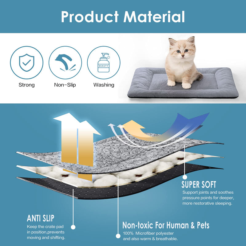 Super Soft Pets GO Fur Dog Crate Bed Super Plush for Dog Bed Mat Machine Wash & Dryer Friendly Dog Cushion for Kennel Pad 22in Grey - PawsPlanet Australia