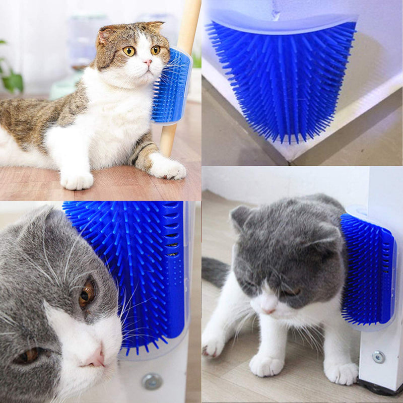 Kingtree Cat Self Groomer, 2 Pack Wall Corner Groomers Soft Grooming Brush Massage Combs for Short Long Fur Cats, Softer Massager Toy for Cat Puppy - Blue - PawsPlanet Australia