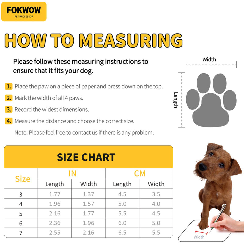 FOKWOW Dog Boots Anti-Slip Dog Shoes for Small Medium Dogs Paw Protector Adjustable Puppy Shoes with Reflective Strip 4PCS Size 4: 1.96"x1.57"(L*W) Black - PawsPlanet Australia