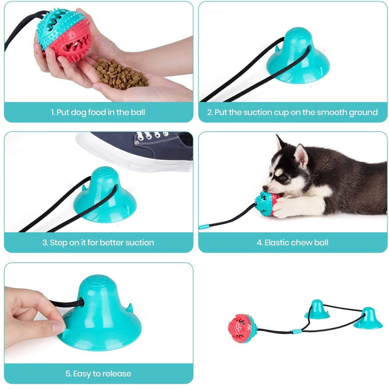 Dog Chew Suction Cup Toys Interactive Pet Aggressive Puzzle Chewers Rope ,Toothbrush Toys Ball with Teeth Cleaning and Food Dispensing Features, Dog Interactive Rope Toys for Small Large Dogs - PawsPlanet Australia
