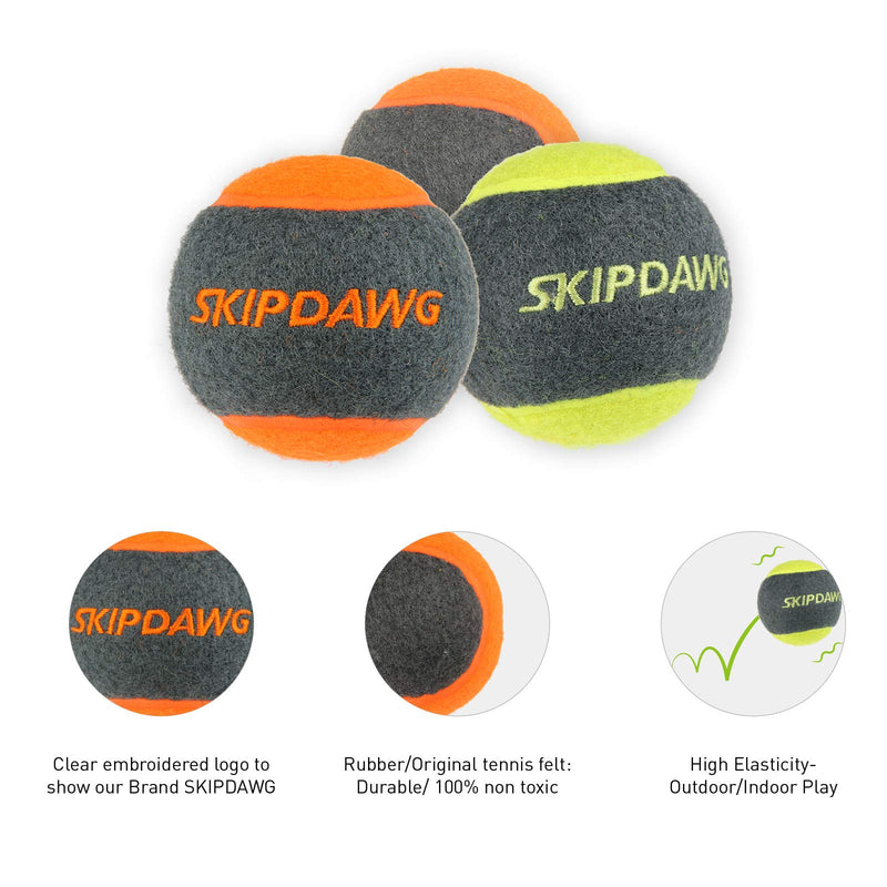 SKIPDAWG Dog Tennis Balls Squeak, Launcher Compatible Tennis Balls Dog Toy Non-Toxic Rubber/Felt Material, Outdoor Dog Catching Ball/Bouncy Ball Dog Toy Diameter 2.5 Inches, 4 Pack Multi-colored - PawsPlanet Australia