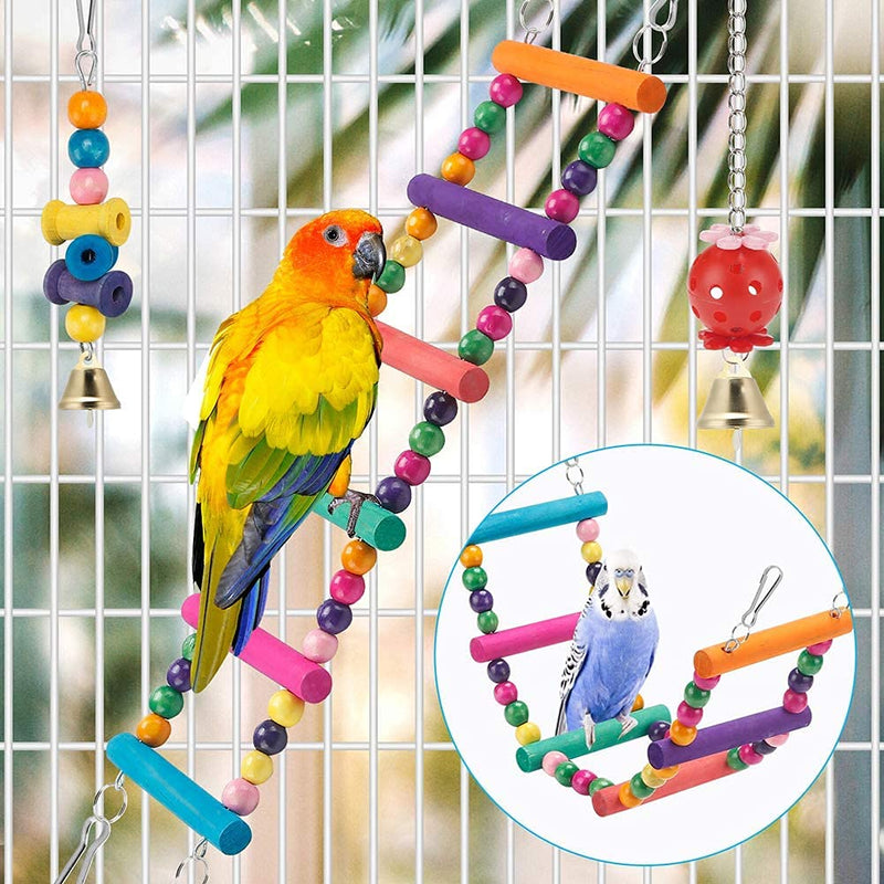 Bird Parakeet Toys Parakeet Toys Swing Hanging Standing Chewing Toy Hammock Climbing Ladder Bird Cage Colorful Toys Suitable for Budgerigar, Parakeet, Conure, Cockatiel, Mynah, Love Birds, Finches - PawsPlanet Australia