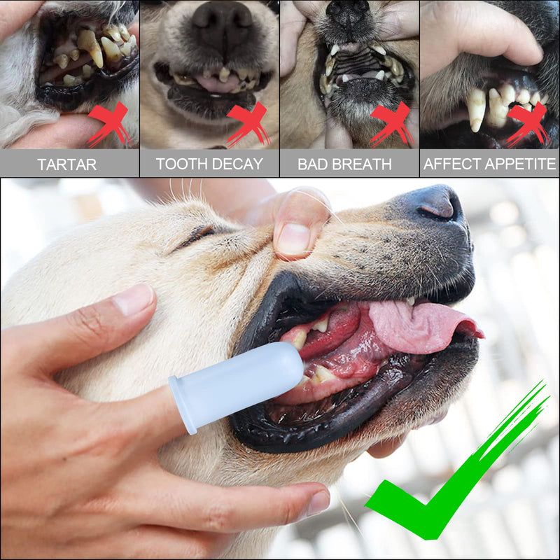 Dog Toothbrush Finger Toothbrush Silicone Pet Teeth Cleaning Toothbrush for Dogs Cat Dental Care Blue Pack of 8 - PawsPlanet Australia
