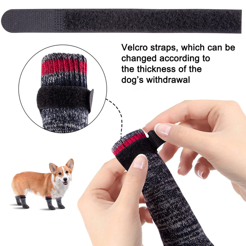 QUACOWW 2 Pairs Dog Socks Anti-slip Dog Paw Protector Waterproof Rubber Bottom Dog Shoes Rubber Sole Dog Boots with Adjustable Straps for Indoor Outdoor Wear (large size) - PawsPlanet Australia