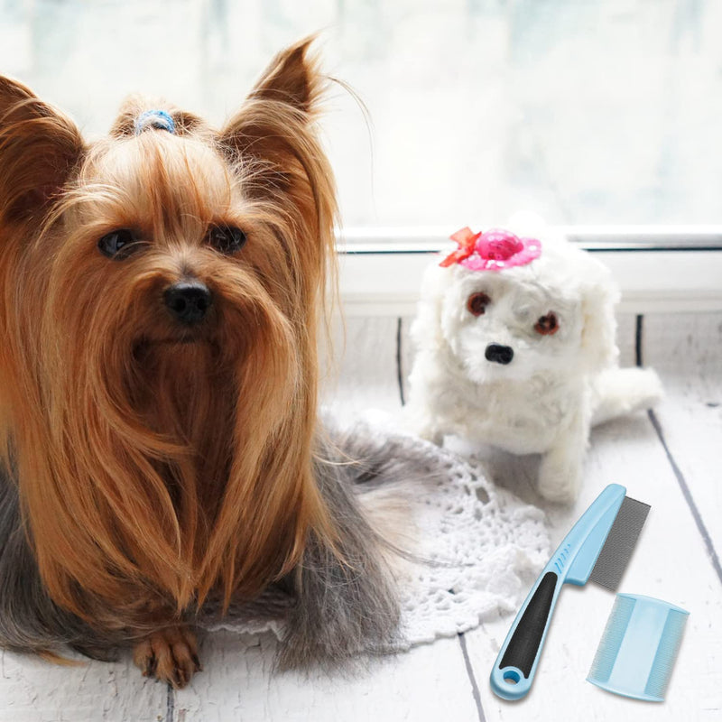 Eruinfang Cat Dog Flea Comb Pack of 2 Pet Comb Stainless Steel Lice Comb Professional Dust Comb Flea Flea Comb Lice Combs Tear Stain Remover Pet Grooming Comb - PawsPlanet Australia