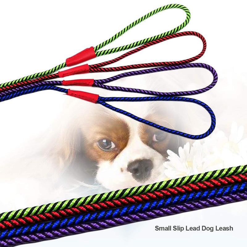 [Australia] - MayPaw Small Dog Slip Lead Leash, 5 Foot Nylon Rope Puppy Leash, Durable Colorful Adjustable Training Pet Leash 1/4 in x 5ft Green 