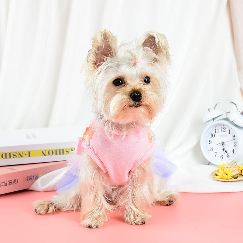 Dog Dress for Small Dogs Girl Summer Puppy Dresses Clothes Outfit for Chihuahua Yorkie Teacup Pink Dog Wedding Dress Holiday Cute Bowknot Pet Skirt Apparel for Cats Clothing (Large, Pink) Large - PawsPlanet Australia