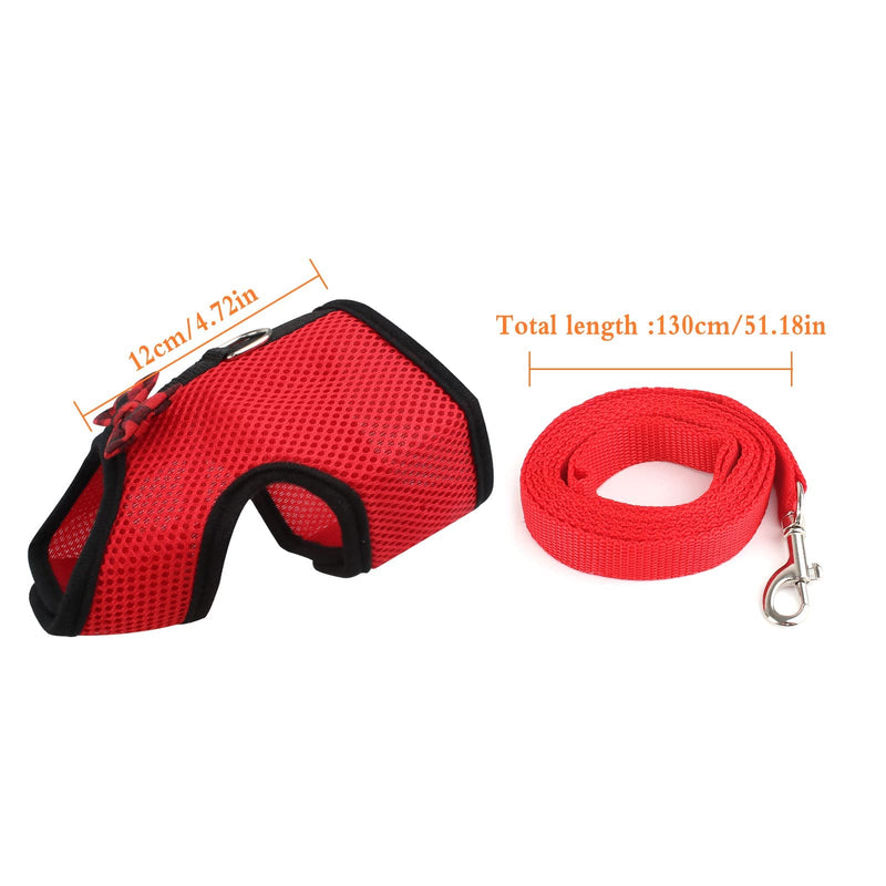 Yuehuabao Pack of 2 Rabbit Harnesses, Breathable Rabbit Harness, Soft Mesh for Rabbits, Hamsters with Leash, Small Animals, Jogging (L, Blue Red) - PawsPlanet Australia