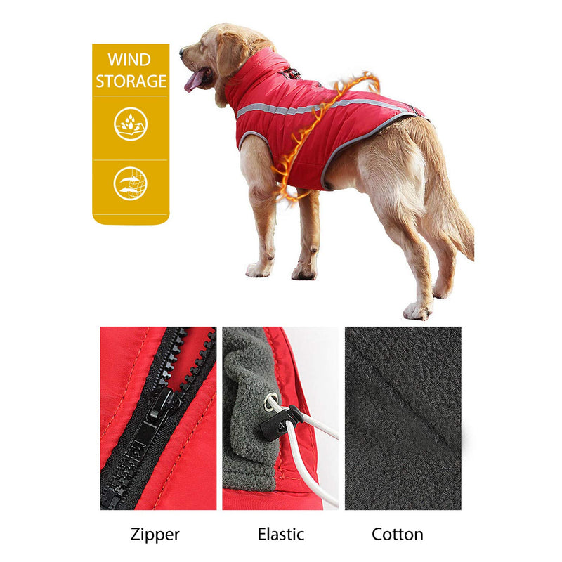 PETCUTE Dog coat Warm Vest Jacket for medium large dogs waterproof dog coat 5XL(Chest:80cm, Back:60cm) Red - PawsPlanet Australia