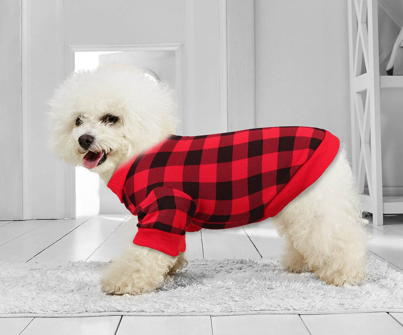 Dog Fleece Sweater for Small Dogs Buffalo Plaid Dog Clothes Soft Thickening Warm Small Dog Sweater Puppy Clothes for Small Dogs Girl & Boy X-Small - PawsPlanet Australia