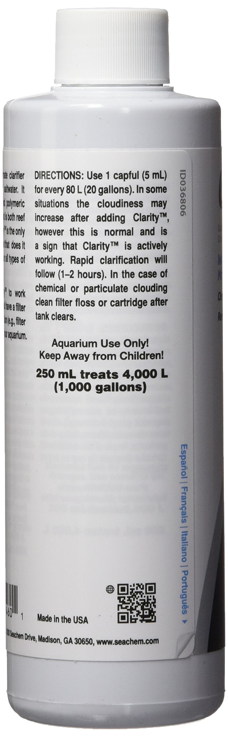 Seachem Clarity Water Clarifier, 250 ml 250 ml (Pack of 1) - PawsPlanet Australia
