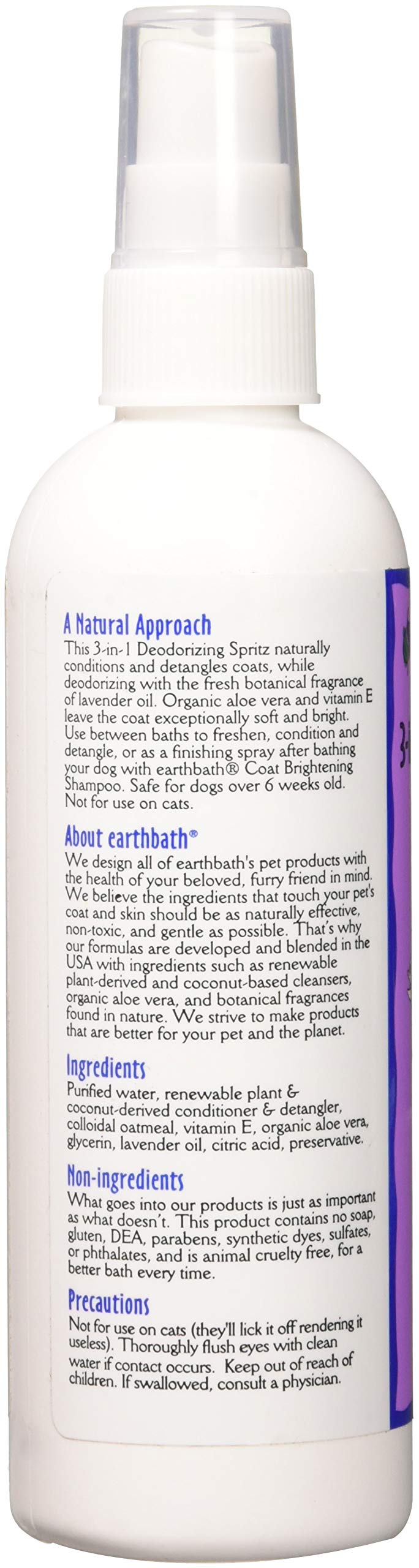 [Australia] - Earth Bath Lavender 3 - in - 1 Deodorizing Spritz for Dogs 8oz 