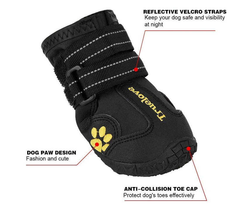 [Australia] - EXPAWLORER Waterproof Dog Boots Reflective Non Slip Pet Booties for Medium Large Dogs Black 4 Pcs 2(2.28"x1.89") 