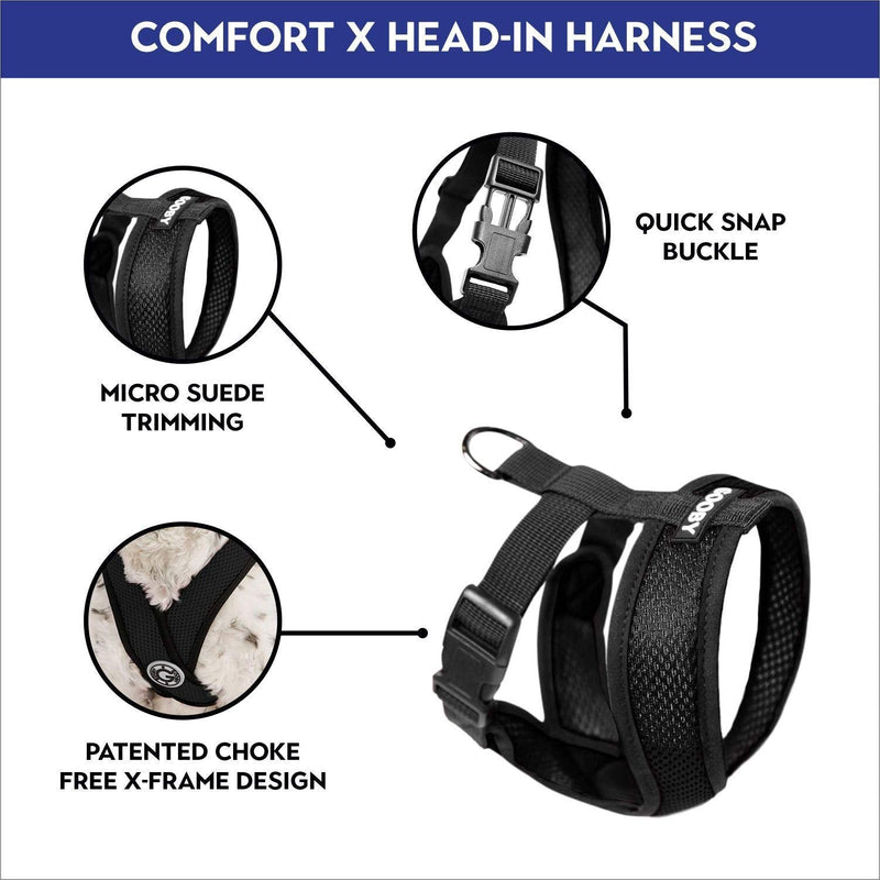 Gooby Comfort X Head in Harness - No Pull Small Dog Harness with Patented Choke-Free X Frame - Perfect on The Go Dog Harness for Medium Dogs No Pull or Small Dogs for Indoor and Outdoor Use Small (5-9 lbs) Black - PawsPlanet Australia