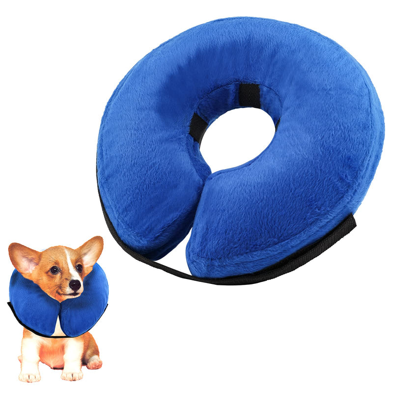 KINBOM Inflatable Soft Donut Collar for Dogs and Cats After Surgery, Prevent Pets from Touch Wounds (Blue, Cotton) - PawsPlanet Australia